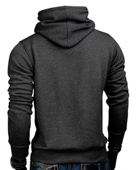 Whole Colored Drawstring Casual Hoodie - Carbon Gray S