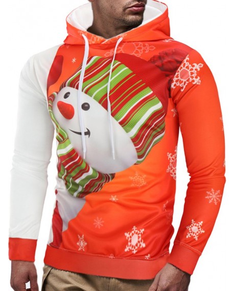 Christmas Snowman Print Hoodie -  L