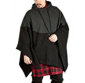 Contract Color Pullover Hooded Cloak - Carbon Gray 2xl