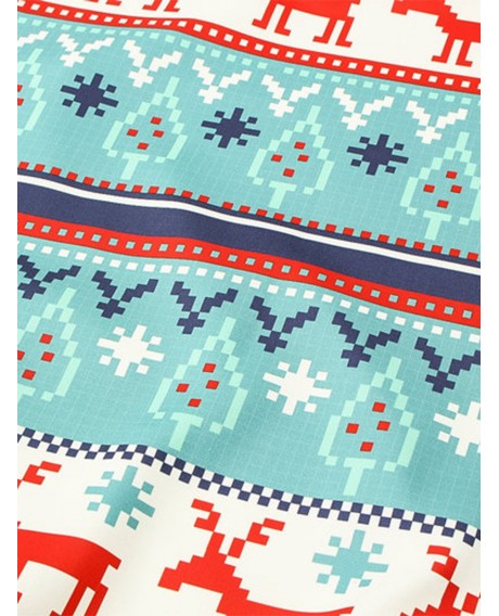 Hooded Christmas Elk Geometric Print Pullover Hoodie -  3xl