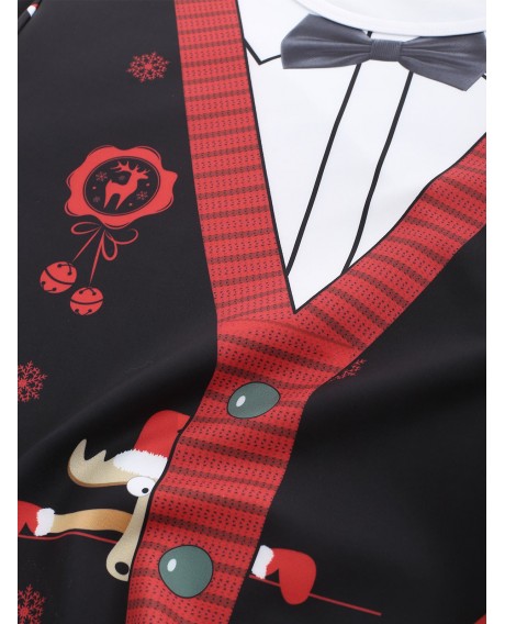 Christmas Cardigan Blazer Printed Long Sleeve T-shirt - Multi-a S