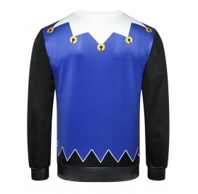 Button Belt Printed Casual Sweatshirt - Cobalt Blue Xs