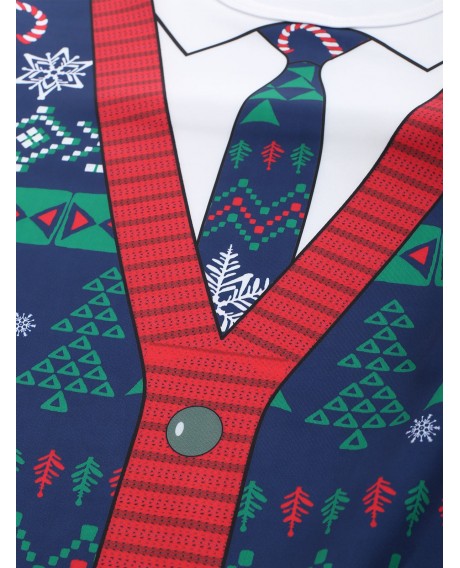 Christmas Cardigan Printed Long Sleeve T-shirt - Multi-a M