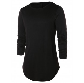 Arc Hem Solid Round Neck T-shirt - Black 2xl