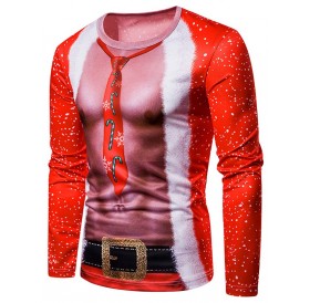 3D Male Body Printed Crew Neck Tee - Red L