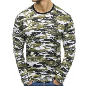 Multicolor Camouflage Pattern Long Sleeves T-shirt - Camouflage Green 2xl