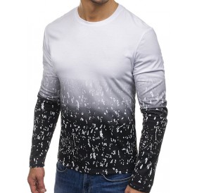 Ombre Color Printed Long Sleeves T-shirt - Black L