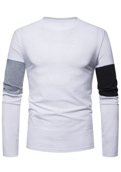 Color Spliced Crew Neck T-shirt - White M