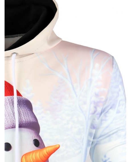 Christmas Snowman Printed Pocket Hoodie -  Xl