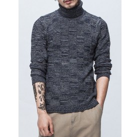 Autumn Winter Men's Fashion Design High Collar  Sweater - Deep Blue L