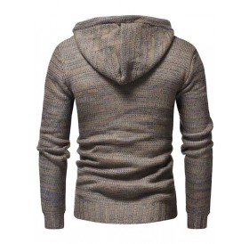 WSGYJ Men Sweater Hooded Double Breasted - Camel Brown L
