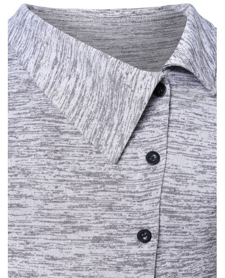 Asymmetric Space Dye Button Up Cardigan - Gray M