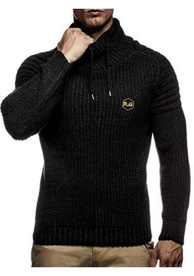 Applique Drawstring Pullover Sweater - Black M