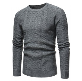 Jacquard Weave Whole Colored Knitted Sweater - Gray Xs