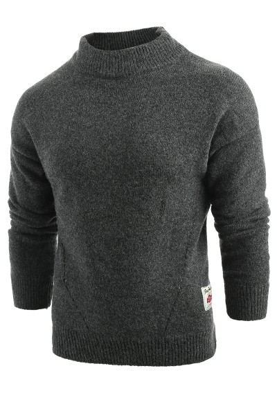 Long Sleeve Panel Pullover Sweater - Black L