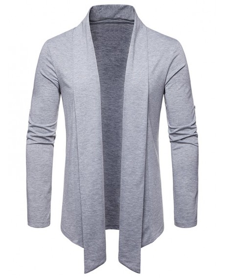 Whole Colored Open Front Cardigan - Light Gray Xl