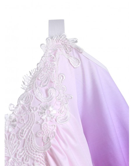 Lace Panel Open Shoulder Ombre Plus Size Top - Purple L